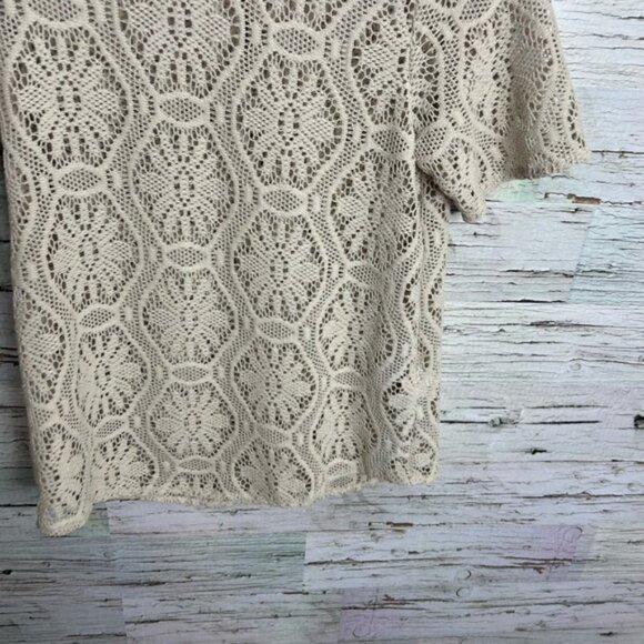 Banana republic cream lace tee shirt top blouse size medium - Picture 2 of 10